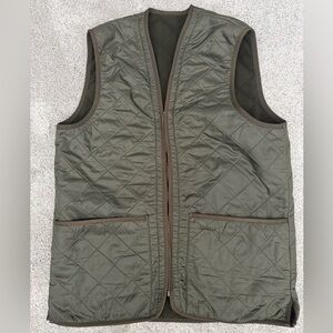 Barbour 1/4 Zip Vest Polar Quilt Fleece w Pockets Gilet Olive Green Men’s Size M